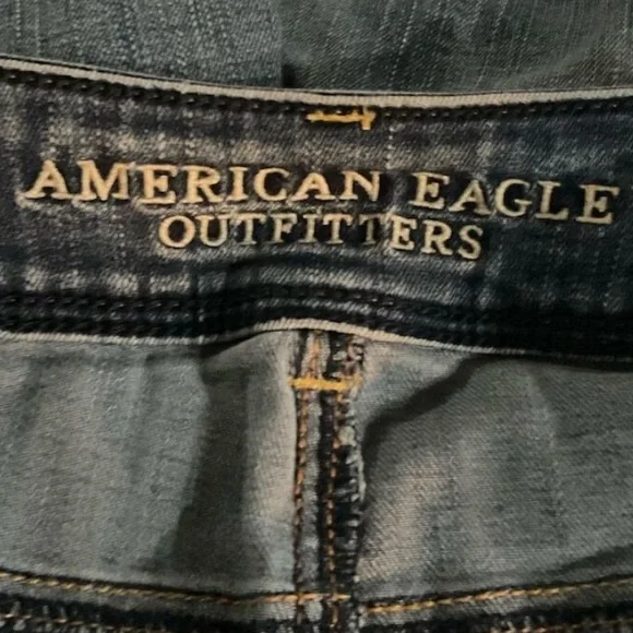 American Eagle Women's Kick Boot Super Stretch Bootcut Blue Jeans Size 14 - Picture 7 of 10